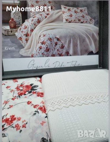 Памучно Пике с Долен чаршаф и калъфки, снимка 7 - Спално бельо - 26338071