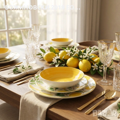 Порцеланов сервиз за хранене с лимони - 18 части