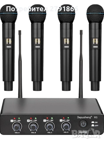 Depusheng R4 Караоке Безжични Микрофони Професионална 4-канална система нова