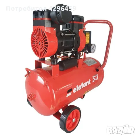 Компресор за въздух, Безмаслен, 24л, 8 bar, 1.2 к.с., Elefant XY2824, снимка 8 - Компресори - 48625793