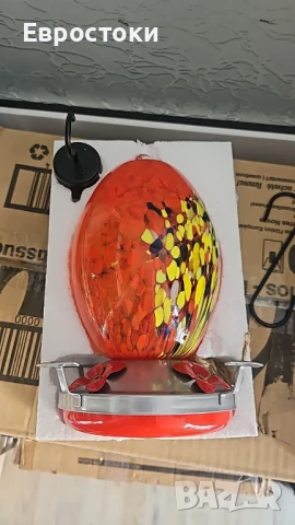 Enbohao Стъклена хранилка/поилка за вода за колибри, цветна живопис, снимка 7 - За птици - 50703369