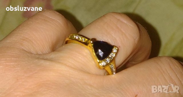 Нежен пръстен с циркон и кристал, снимка 1