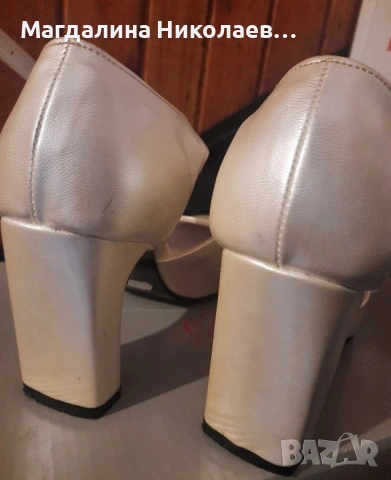 Бели обувки на ток , снимка 4 - Дамски обувки на ток - 53219790