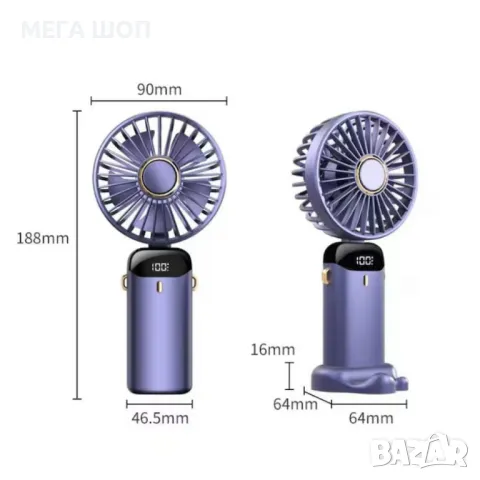 Преносим вентилатор 3 в 1 с 5 скорости и цифров дисплей, снимка 6 - Вентилатори - 50390293