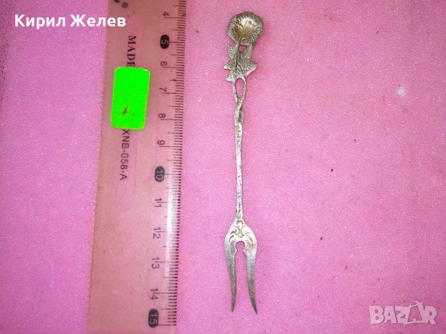 СТАРА НЕМСКА ФЛОРАЛНА КОЛЕКЦИОНЕРСКА ДЕСЕРТНА СРЕБЪРНА ВИЛИЧКА СРЕБРО 800 ПРОБА 42990, снимка 3 - Колекции - 44372872