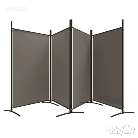 vidaXL Параван за стая, 4 панела, антрацит, 346x180 cм, текстил, снимка 5 - Паравани - 56147224