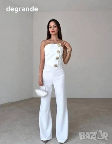 Елегантен дамски гащеризон наличен в бяло и черно , снимка 3 - Гащеризони - 51157082