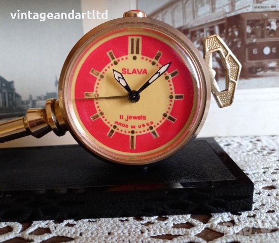 Колекционерски будилник часовник Слава, Ключа на Москва,работи отлично, снимка 4 - Антикварни и старинни предмети - 42048114