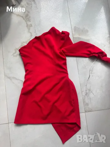 Дамска червена рокля с едно рамо, снимка 5 - Рокли - 50322072