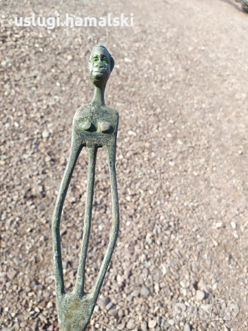 Стара африканска бронзова статуетка, снимка 12 - Антикварни и старинни предмети - 52772042