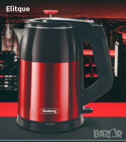 Електрическа кана Rosberg, 1500W, 1.8л., Корпус неръжд. стомана, Червен и черен, 2 ГОДИНИ ГАРАНЦИЯ, снимка 4 - Друга електроника - 52888930