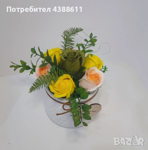 Керамична кошница със сапунени рози, снимка 7 - Декорация за дома - 51925511