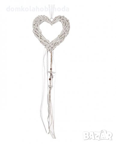 Декоративно висящо сърце дърво, 20x20x5 см, с панделки , снимка 1 - Романтични подаръци - 39429202