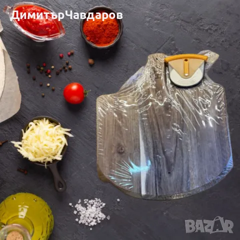 Дървена дъска за пица с уред за лесно  рязане, снимка 4 - Други стоки за дома - 49769949
