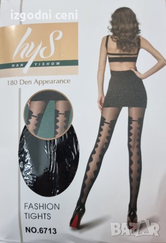 Еластичен и стегнат чорапогащник с фигури отстрани на крака-6713, снимка 1