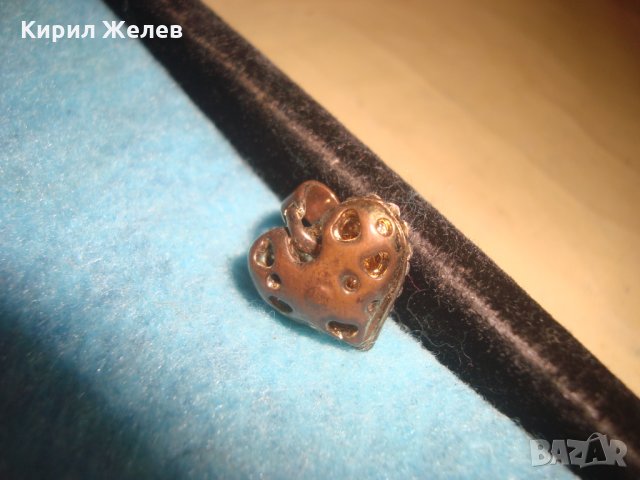 СТАРО МЕДНО АЖУРНО КРИСТАЛНО СЪРЧИЦЕ АРТ ГОТИК СТИЛ МЕДАЛЬОН РЕТРО СКЪПОЦЕННОСТ БИЖУ 15056, снимка 2 - Антикварни и старинни предмети - 35666151