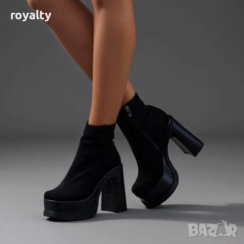 Боти на ток - черен велур