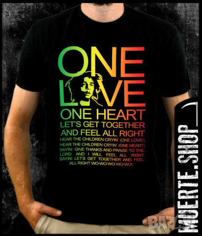 Тениска с щампа ONE HEART BOB MARLEY