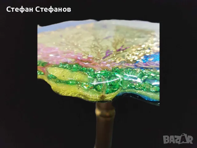 Декоративна масичка с епоксидна смола, снимка 3 - Маси - 48193302