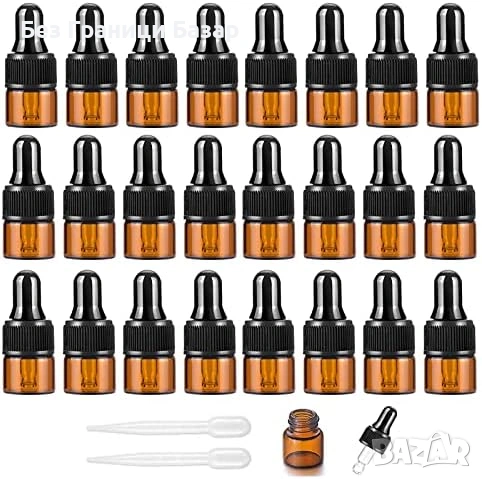 Нови Стъклени флакони 1ml с капкомер – UV защита, плътно затваряне, 24 броя