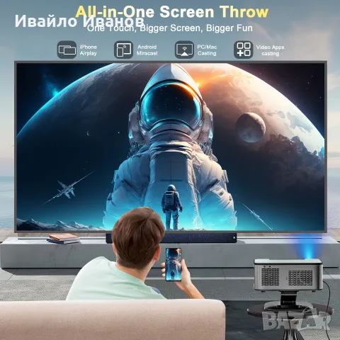 Промоцена проектор Horlat T10MAX GoogleTV OS 4K HDR10 3000ANSI WIFI BT RC, снимка 4 - Плейъри, домашно кино, прожектори - 55743645