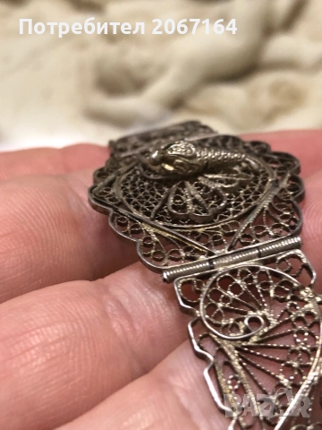 Сребърна възрожденска гривна филигран , снимка 4 - Гривни - 51725208