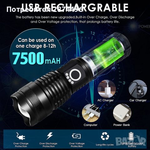 3954 Мощен лед фенер 8000 лумен , снимка 7 - Други - 41574504