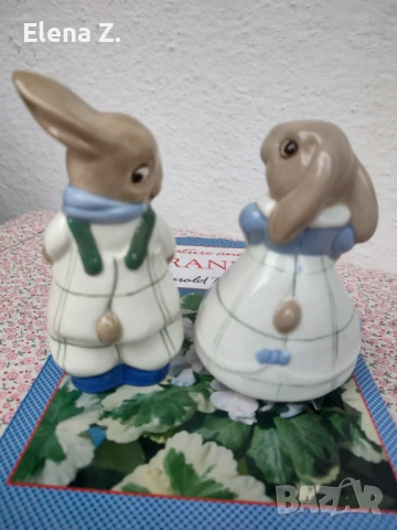 Royal Dux Czechoslovakia двойка винтидж фигурки на зайчета, снимка 10 - Колекции - 53705068