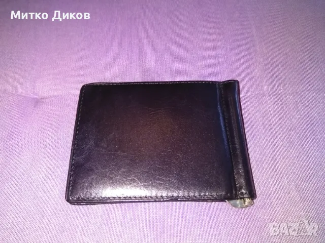 Щипка за пари с джоб за стотинки и 6 визитки нова компактна естеств.кожа 110х85мм, снимка 2 - Портфейли, портмонета - 50113640