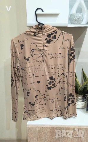 Дамска бежова блуза поло Alessa Алеса / екип сет Recharge / Маратонки с пух / Топ бюстие , снимка 3 - Блузи с дълъг ръкав и пуловери - 53424504