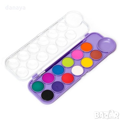 2376 Водни бои за рисуване с четка, 12 цвята, снимка 2 - Ученически пособия, канцеларски материали - 34030820