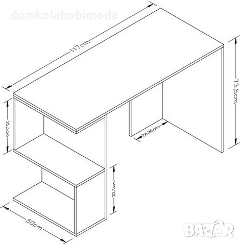  Бюро със странични рафтове 117x50x73.5 см, 22 килограма, снимка 2 - Работни маси и бюра - 39679998