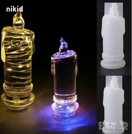 3D горяща запалена свещ силиконов молд форма шоколад смола гипс свещи сапун