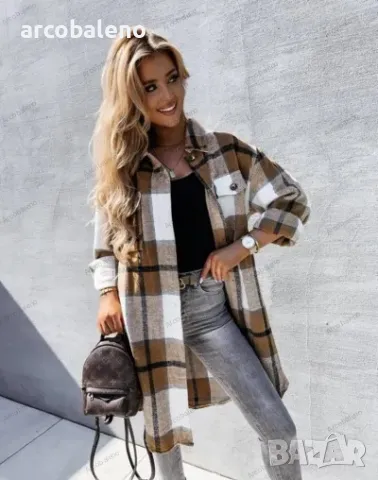 Дамско преходно едноредно карирано сако с дълъг ръкав, 3цвята , снимка 14 - Сака - 48684897