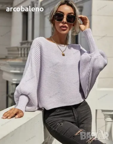 Дамски свободен пуловер с кръгло деколте и дълги ръкави, 6цвята , снимка 8 - Блузи с дълъг ръкав и пуловери - 42678795