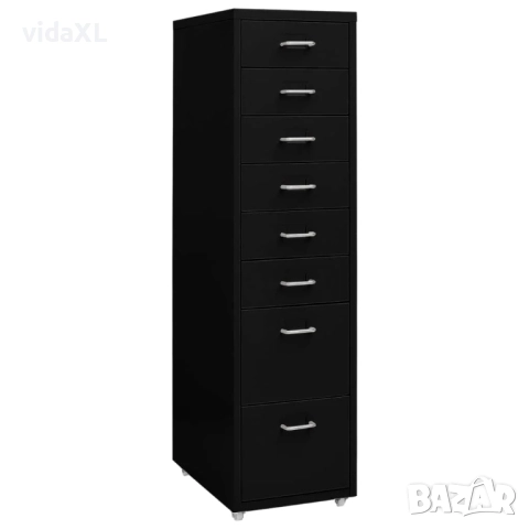 vidaXL Мобилен офис шкаф, черен, 28x41x109 см, метал(SKU:335922)