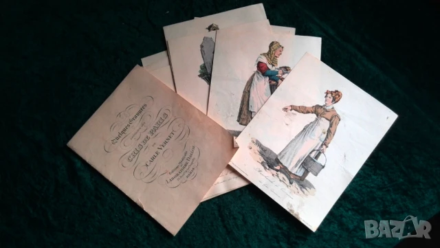 19 век Комплект от 12 гравюри от „Виковете на Париж“ от Карл Верне