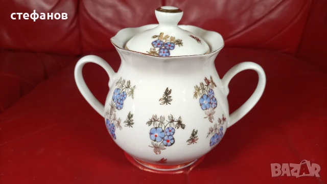 Порцеланов комплект за кафе, две канички, захарничка, снимка 8 - Сервизи - 50527344