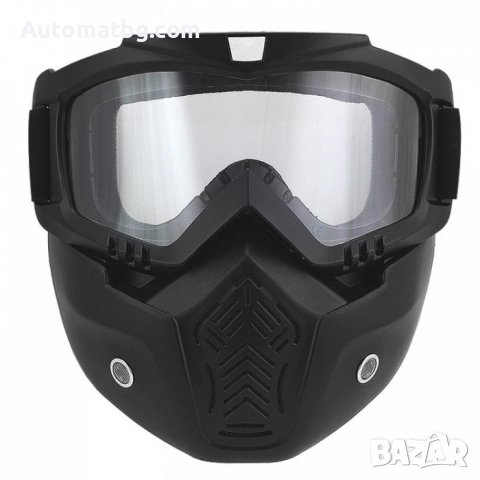 Очила с маска за мотор Automat, Прозрачно стъкло, За АТВ и скутер, Черен