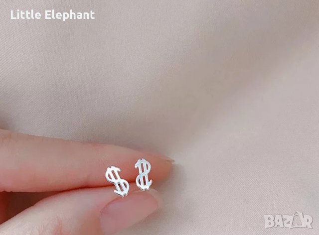 Сребърни обеци доларчета,tiny model/нови, снимка 1
