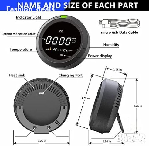 Нов Преносим детектор за въглероден окис CO аларма и измервател Безопасност , снимка 6 - Други стоки за дома - 41876512