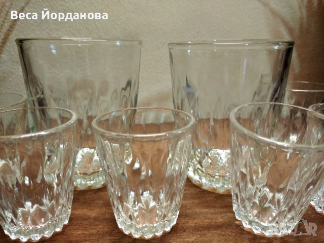 Стари руски стъклени чашки / многогранники /, снимка 1