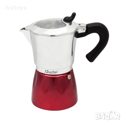 Кубинска кафеварка ZEPHYR ZP 1173 J6, 6 чаши, Червен/сребрист, снимка 1