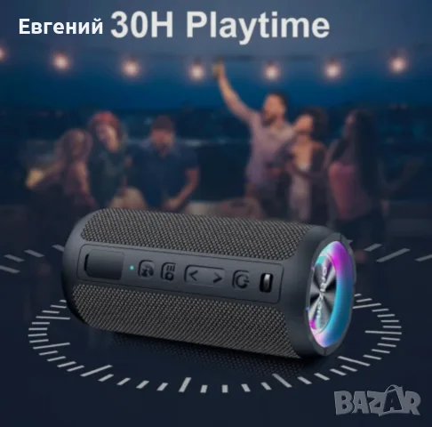 Безжична Bluetooth водоустойчива тонколона ORTIZAN X10 Преносима с LED светлина IPX7, снимка 5 - Bluetooth тонколони - 55906438