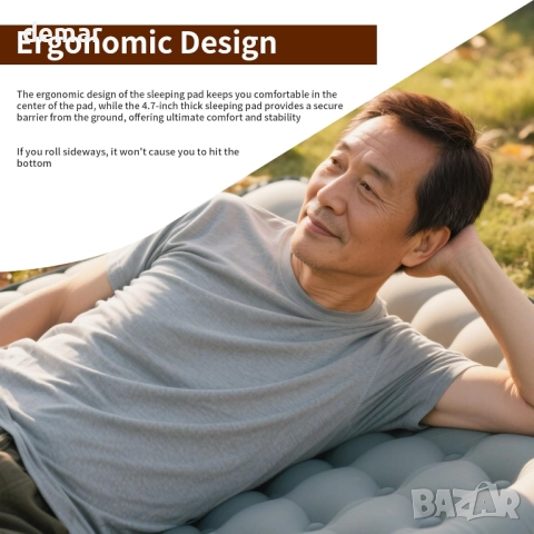 TENPLAY Надуваема постелка за спане от алуминиево фолио, къмпинг постелка, 190х65х12 см, снимка 5 - Надуваеми легла - 52088503