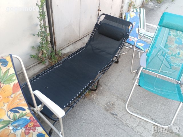 шезлонг сгъваем черен стол за плаж, черно легло , снимка 5 - Къмпинг мебели - 41620331