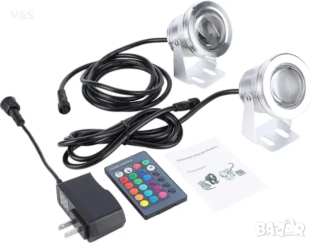 RGB подводна лампа за фонтан за декорация на осветление 90‑265V EU щепсел, снимка 6 - Лед осветление - 48341639