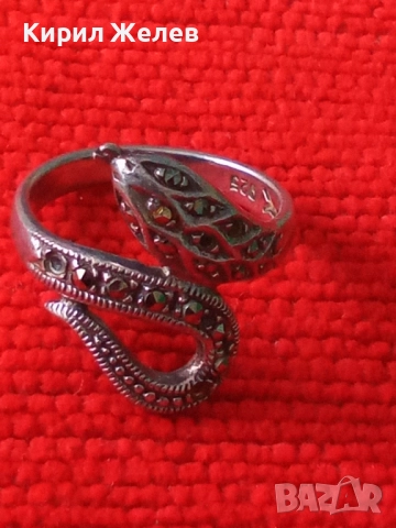 ЗМИЕВИДЕН МАРКОВ МАРКАЗИТЕН СРЕБЪРЕН ПРЪСТЕН СРЕБРО 925 с БЛЕСТЯЩИ ФАСЕТИРАНИ МАРКАЗИТИ 47472, снимка 12 - Пръстени - 50489040