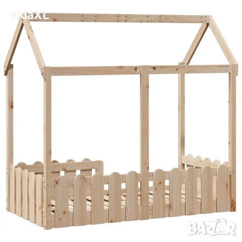 vidaXL Рамка за детско легло къща, 70x140 см, масивна борова дървесина, снимка 6 - Спални и легла - 56148216