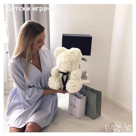 Мече от рози в подаръчна кутия 25, 40см, снимка 9 - Романтични подаръци - 48787399